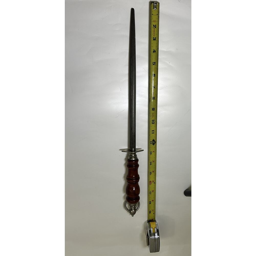 VTG F.Dick Arrow 19" Oval Sharpening Steel Rod Wooden Handle German Forged HEAVY